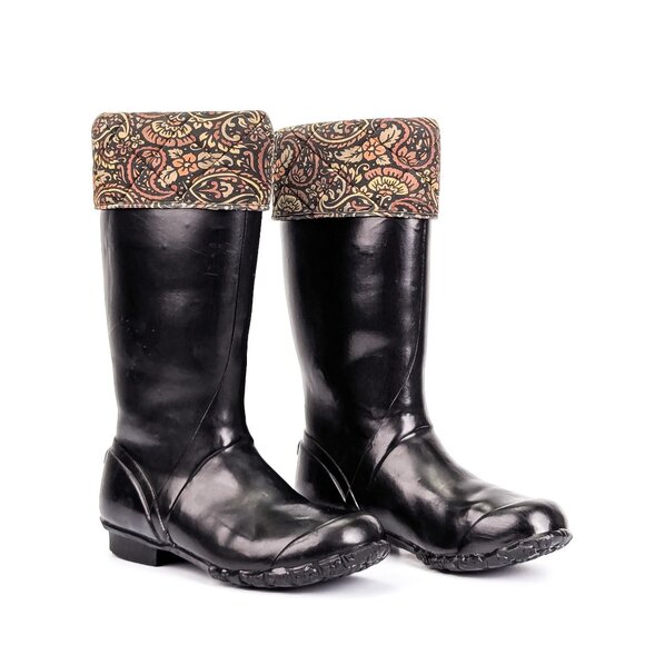 BOGS Women Alex Wellis Black Rubber Waterproof Rain Knee Boots sz 10 - Picture 1 of 8